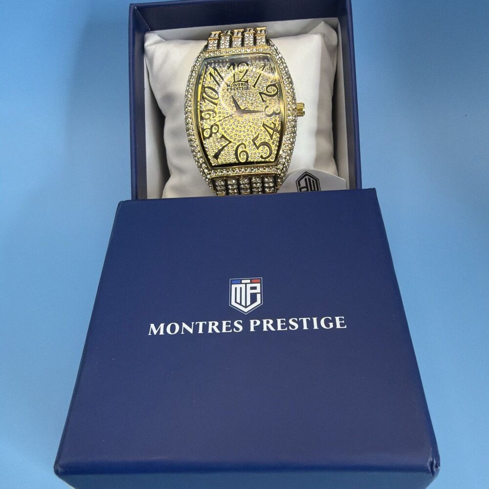 Montres Prestige Hip Hop Luxury Ice Out Men's Stainless Steel Watch - Picture 2 of 10